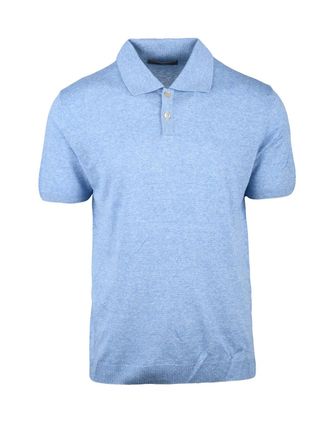 Daniele Fiesoli Light Blue Knit Linen-Blend Polo Shirt