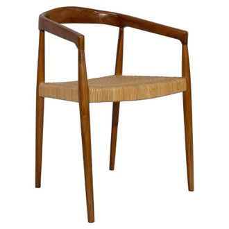 Miliboo Miliboo - Silla &Eacute;tnica De Teca Maciza Y Rat&aacute;n Negara