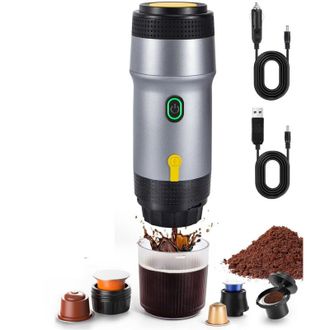 OEM Cafetera Espresso Port&aacute;til 3 En 1, Con Autocalentamiento, Para C&aacute;psulas Y Caf&eacute; Molido, Ideal Para Viajes, Autocaravanas, Senderismo Y Acampada