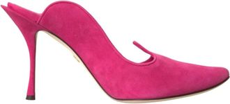 Dolce & Gabbana Fuchsia Su&egrave;de Hakken Sandalen - Dames - Muiltjes - Roze - 39 EU - Su&egrave;de - Schoenen
