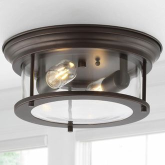 Jonathan Y Designs Lauren 13.25 Metal/Glass LED Flush Mount