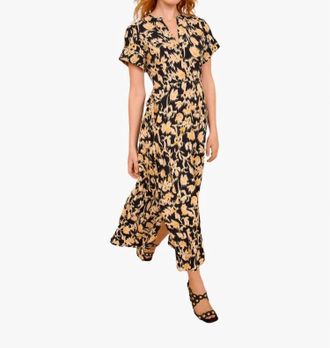 Ulla Johnson Nadya Short Sleeve Midi Dress In Tourmaline