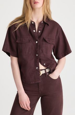 Madewell Airy Denim Utility Pocket Shirt in Burnt Cocoa at Nordstrom, Size Xx-Small