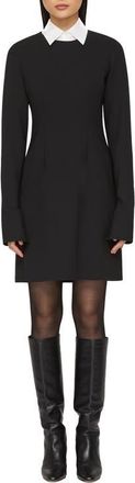 Lafayette 148 New York Long Sleeve Stretch Wool Sheath Dress in Black at Nordstrom, Size 10