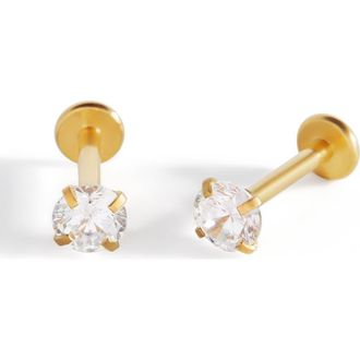 Mint & Lily Crystal Sleeper Flatback Studs | 18g in Gold-Tone at Nordstrom
