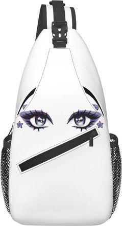Generic Cute Anime Eyes Crossbody Bag Adjustable Sling Bag With Zipper Crossbody Bags For Sports Runner Casual