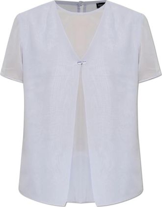 Emporio Armani Techno Georgette Top - Dames - Blouses - Paars - M - Polyester - Overhemden