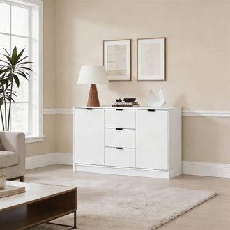 Home Source Industries Phoenix Large 2 Door 3 Drawer Sideboard Cabinet Home Storage Cupboard in White