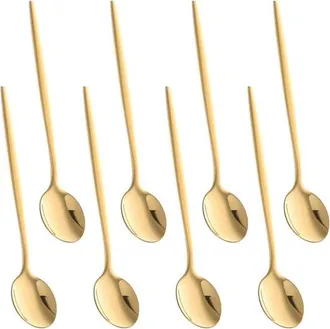 OEM Juego De 8 Cucharas De Postre Doradas, Cucharas De Caf&eacute; De Acero Inoxidable, Elegantes Y Aptas Para Lavavajillas