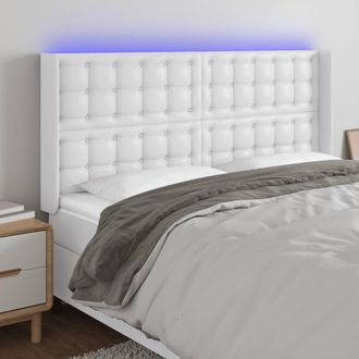 vidaXL Cabecero Con Led Cuero Sint&eacute;tico Blanco 147x16x118/128 Cm Vidaxl