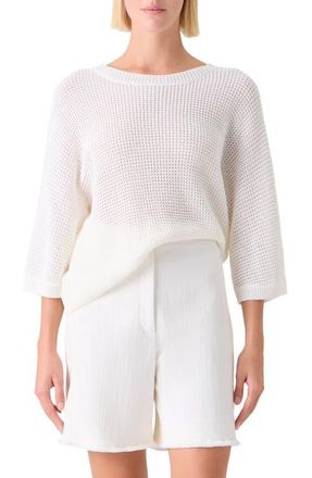 Akris Linen & Cotton Sweater in Cream at Nordstrom, Size 16