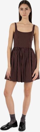 Patrizia Pepe Abito corto gessato wood brown strip