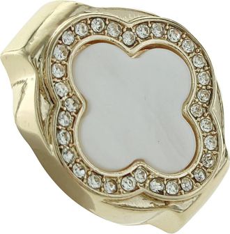 Olivia Welles Clover Ring in Gold /White /Clear at Nordstrom Rack
