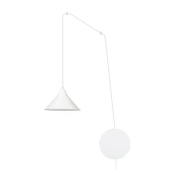 Wonderlamp Aplique de pared ajustable con cable de 5m y pantalla met&aacute;lica blanca