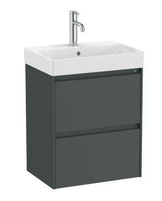 Roca Roca - Pack Unik Mueble Base Compacto De 2 Cajones + Lavabo Ona Color: Verde Mate - Medidas: 500x360x645 Mm