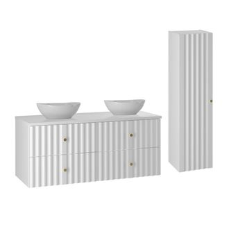 Petits Meubles Set de muebles lavabo y columna estratificado Blanco