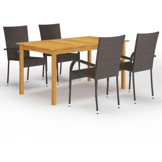 vidaXL Juego De Comedor Para Jard&iacute;n 5 Piezas Marr&oacute;n Vidaxl