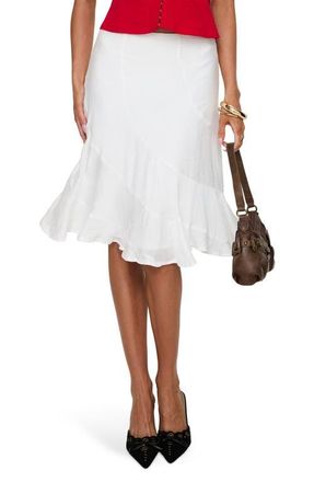 Princess Polly With Kindness Asymmetric Hem Midi Skirt in White at Nordstrom, Size 12