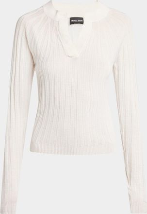Giorgio Armani Ribbed Cashmere Silk Top