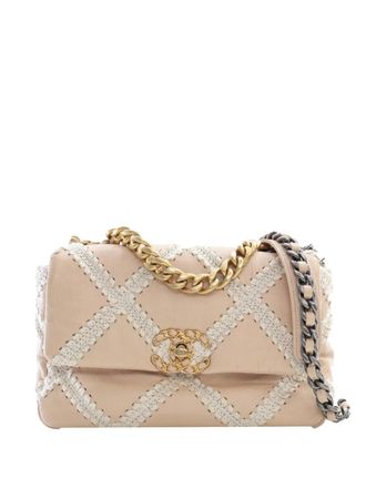 Chanel 2020 Medium Crochet Calfskin 19 Flap satchel - women - Calf Leather - One Size - White