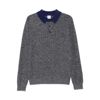 Paul Smith Polo a maniche lunghe in maglia m&eacute;lange - - Tops - Uomo - Nero - S