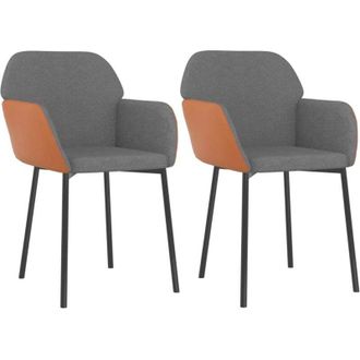 vidaXL Sillas De Comedor 2 Unidades Cuero Sint&eacute;tico Y Tela Gris Claro Vidaxl