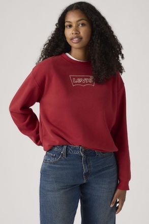 Levi's Sudadera con cuello redondo Graphic Everyday - Mujer - XS - Rojo / Batwing Iridescent Rhinestone N Rhythmic Red