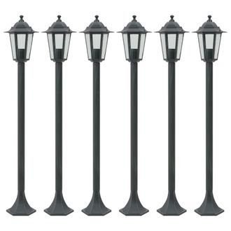 Berkfield Home Garden Post Lights 6 pcs E27 110 cm Aluminium Dark Green
