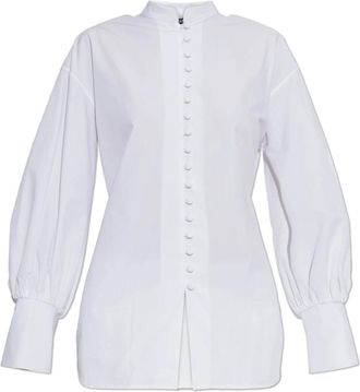 Balmain Katoenen overhemd met opstaande kraag - Dames - Overhemden - Wit - M - Katoen - Overhemden