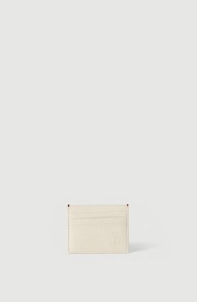 Brunello Cucinelli Fine grain calfskin card holder in Chalk at Nordstrom