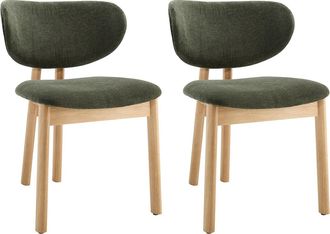 Vente-Unique Conjunto de 2 sillas de tejido y madera de hevea - Verde - FALDRA