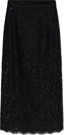 Dolce & Gabbana Bloemenkanten midi-rok - Dames - Midirokken - Zwart - S - Katoen - Rokken