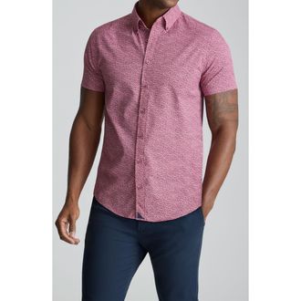 UNTUCKit Halloway Floral Short Sleeve Performance Button-Down Shirt in Pink at Nordstrom, Size X-Large