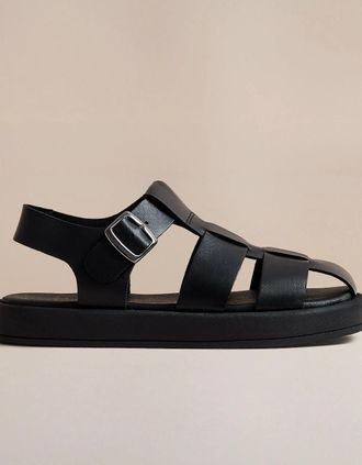 Hudson Womens NAOMI WOMENS BLACK LEATHER SANDA - Size: 5