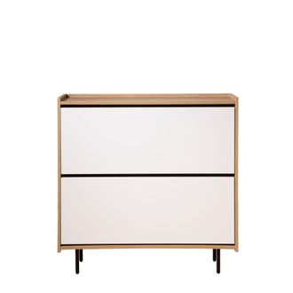 Kenay Home Zapatero efecto madera natural - blanco 30 cm x 97 cm