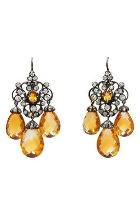 Fred Leighton Citrine & Diamond Chandelier Earrings in Gold at Nordstrom