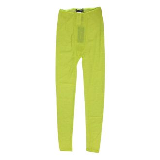 Dolce & Gabbana Leggings, female, Green, S, Neon Green Logo Lace Leggings Trousers