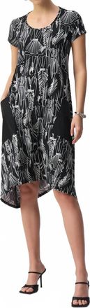 Joseph Ribkoff Sketch Print Short Sleeve Dress In Black/vanilla