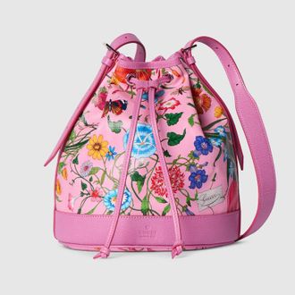 Gucci Venice Small Bucket Bag, Beige, Fabric
