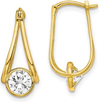 Diamond2Deal 10K Gold Polished Round Cubic Zirconia Hoop Earrings