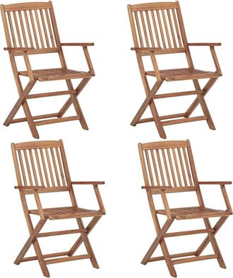 vidaXL Sillas Plegables, 4 Unidades, Madera Maciza De Acacia. Vidaxl