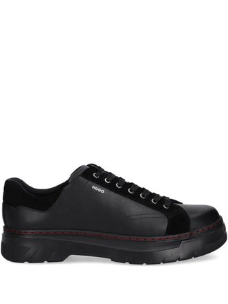 HUGO BOSS lace-up suede-panel sneakers - Black