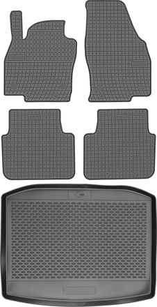 OEM Juego De Alfombrillas De Goma Para Skoda Scala Hatchback De 2019 + Alfombrilla Para El Maletero