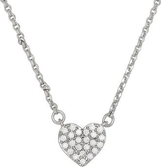 Kate Spade New York Yours Truly Pave Heart Mini Pendant Womens Necklace Clear/Silver, Brass