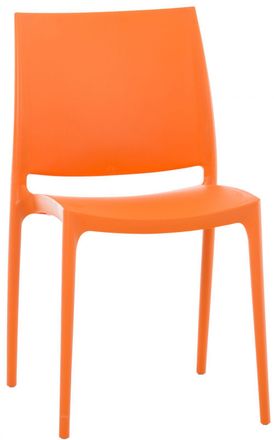 Clp Silla de exterior apilable resistente en pl&aacute;stico naranja
