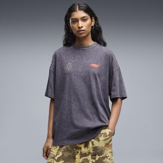 Puma T-shirt da donna oversize con stampa grafica e effetto slavato FUTURE.PUMA.ARCHIVE, Abbigliamento, Grigio, XL