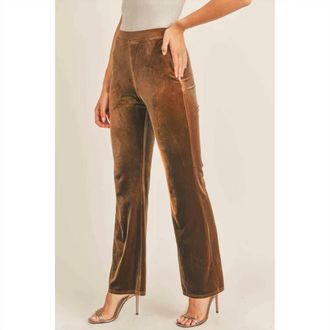Sadie & Sage Champagne Velvet Pants In Brown