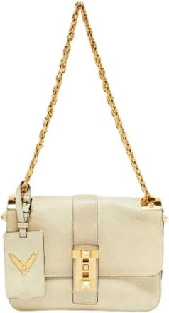 Valentino Pre-owned Shoulder Bags, female, Beige, Size: ONE SIZE Pre-owned Leather Shoulder Bag