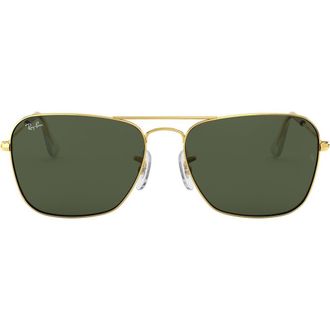 Ray-Ban 58mm Rectangle Aviator Sunglasses in Gold/Dark Green at Nordstrom