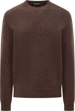 Dolce & Gabbana Brown Crew Neck Sweaters